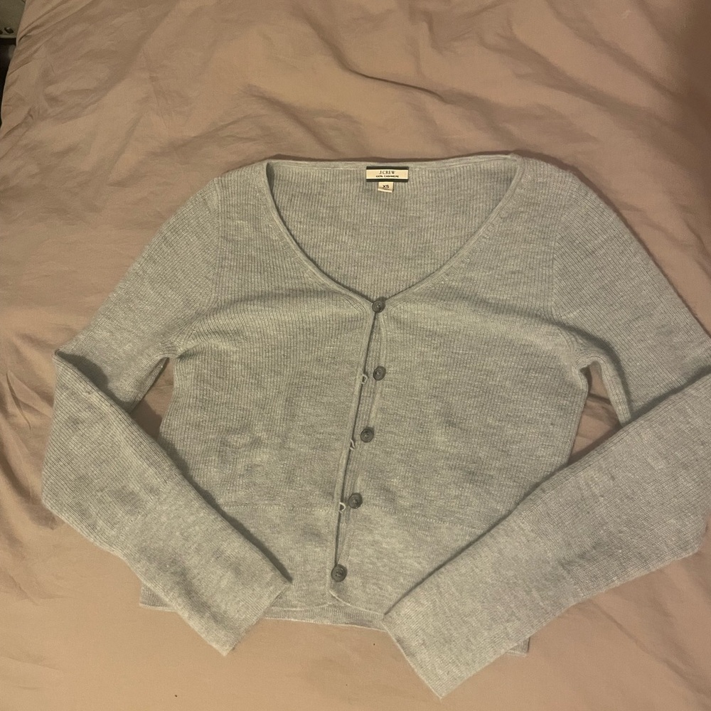 J. Crew Soft Gray V-Neck Cardigan